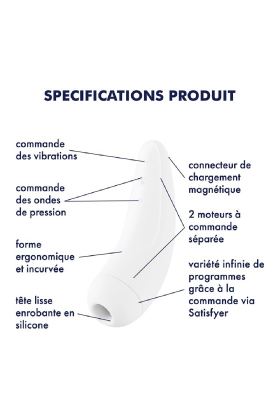 Stimulateur Blanc Connecté Curvy 2 Satisfyer - Plaisir par Air Pulsé et Vibrations Intenses !