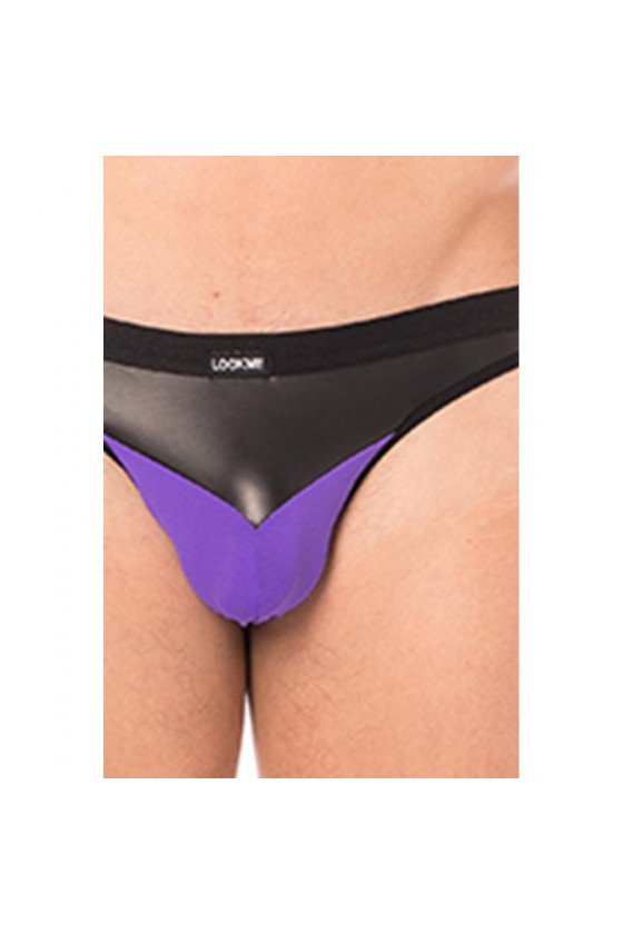 Jock violet en simili cuir brillant pour homme - Confortable et sexy