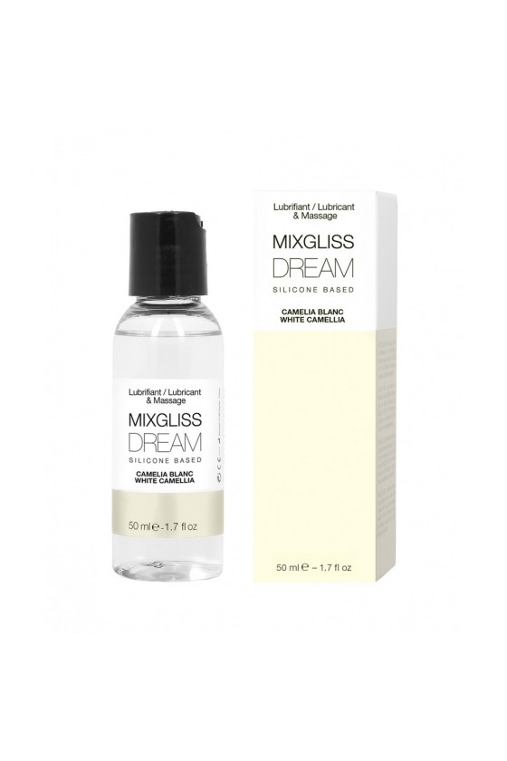 2 en 1 Lubrifiant et huile de massage silicone Mixgliss Dream Camelia blanc 50 ML - MG2528