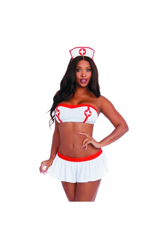 Costume infirmière sexy 4 pièces pour vos jeux coquins