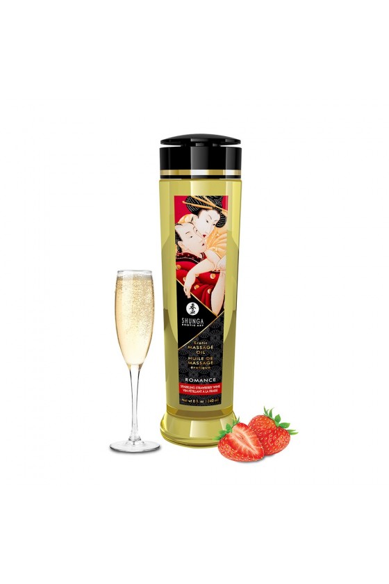 Huile de massage aphrodisiaque fraise vin pétillant 240ml - CC1208