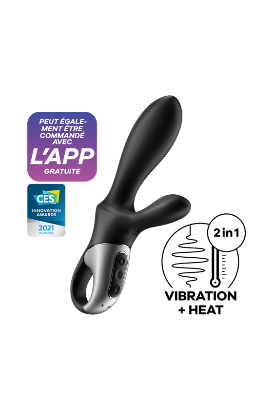 Vibromasseur Rabbit Noir USB Chauffant et Connecté - Plaisir Intense et Sensuel pour Tous !