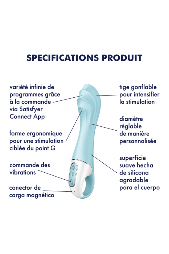 Vibromasseur Gonflant Connecté Bleu - Air Pump Vibrator 5 | Satisfyer