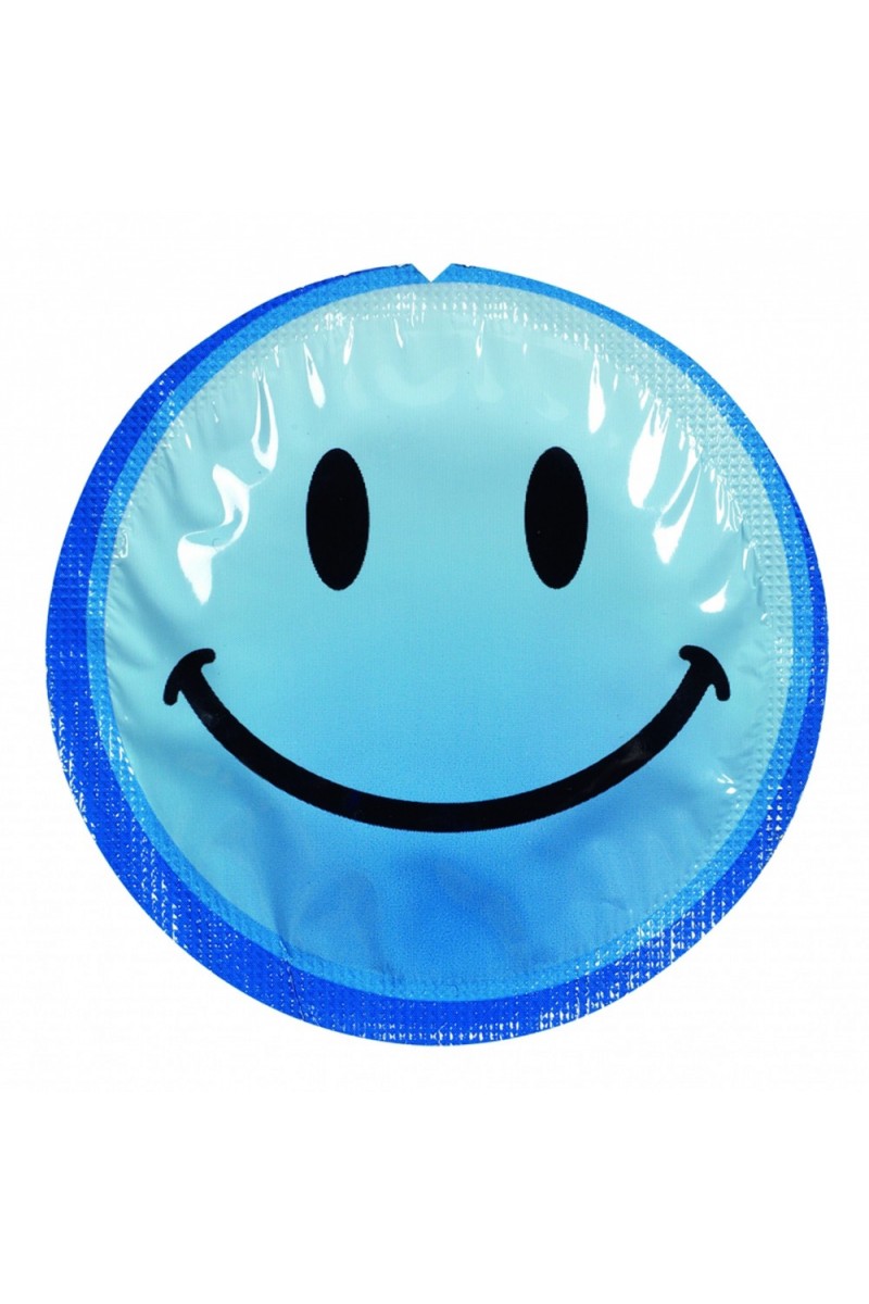 Préservatif lubrifié en latex smiley x 1 couleur aléatoire - 100EXSS
