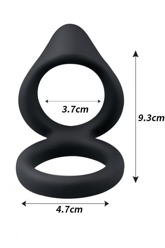 Double cockring noir en silicone - WS-NV508B