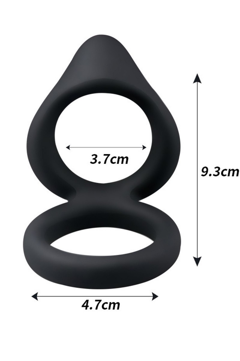 Double cockring noir en silicone - WS-NV508B