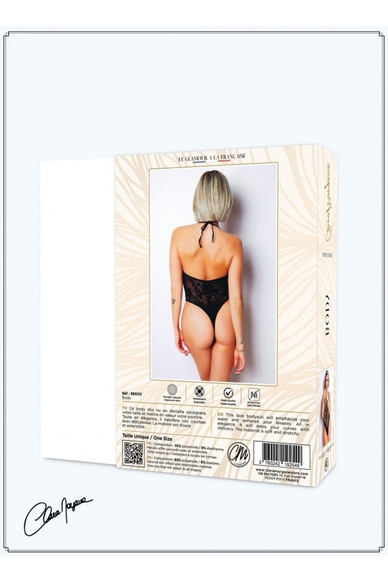 Body effet string sexy noir en résille - Le Numéro 4 - Collection Body - CM98005