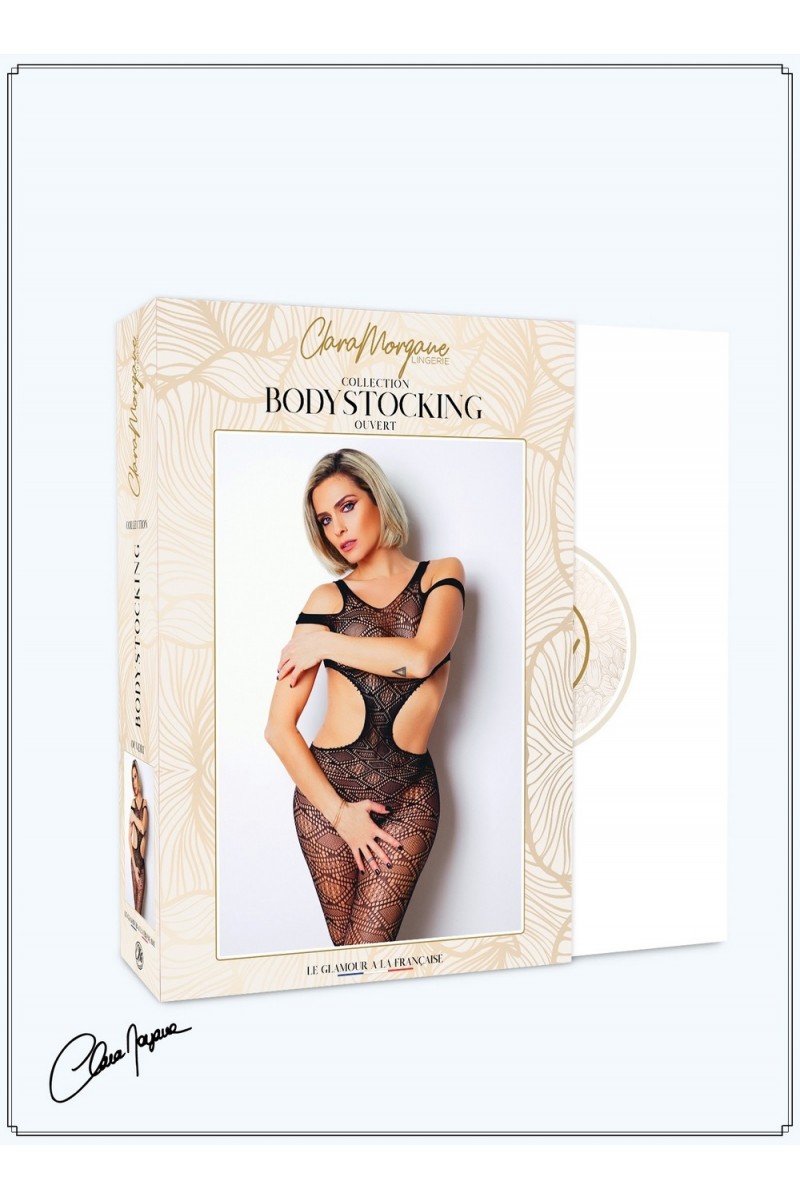 Body noir avec ouverture sexy - Le Numéro 3 - Collection Bodystocking - CM99003