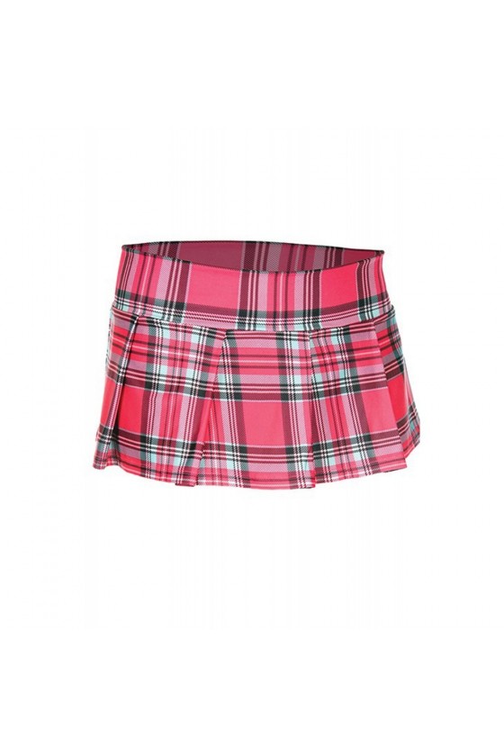 Mini-jupe plissée rose vif style ecossais