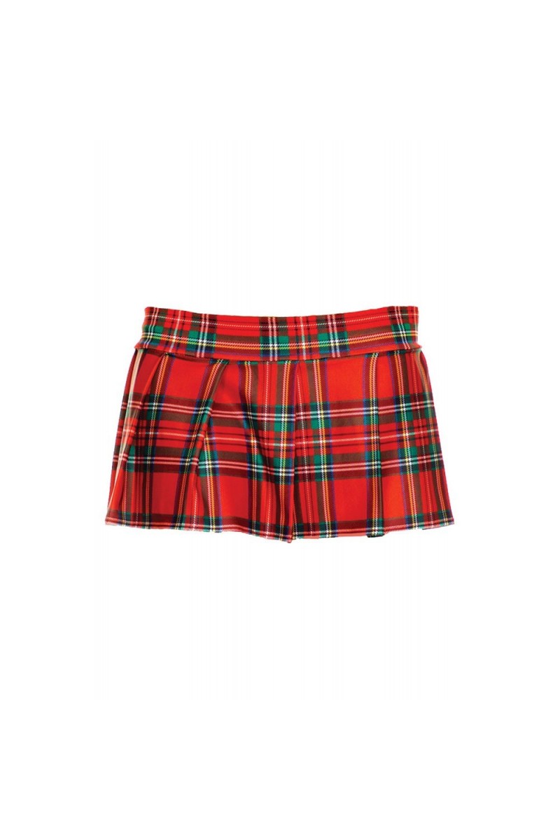 Mini-jupe plissée rouge style ecossais