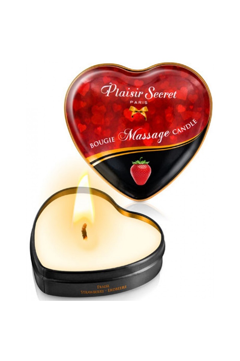 Mini bougie de massage fraise boîte coeur 35ml